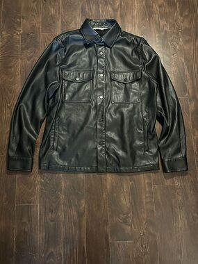 zara faux leather shacket jacket overshirt oversized unisex
